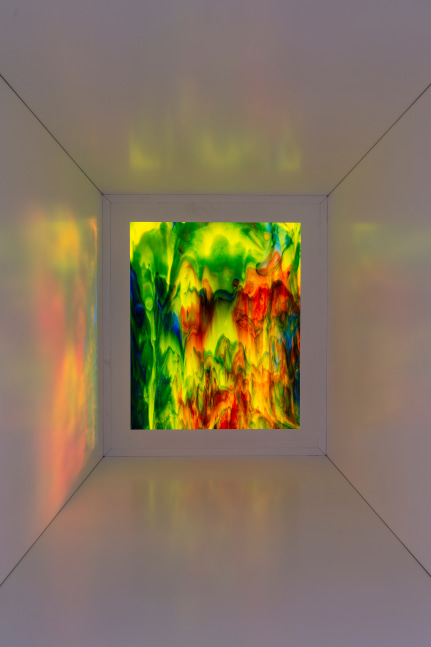 Installation view of sculpture by Sam Falls