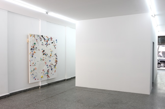 Installation view of paintings by Alex Hubbard