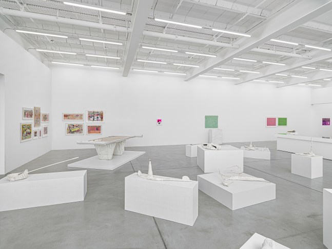 Installation view, Franz West, Die fr&amp;uuml;hen Werke / Early Works, Galerie Eva Presenhuber, Maag Areal, Zurich, 2025