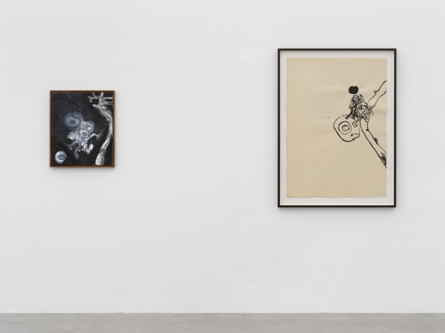 Installation view of Tobias Pils paintings and ink works on paper exhibition