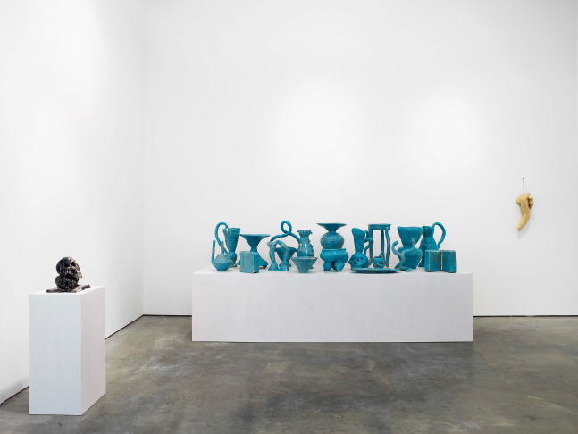 Installation view of sculptures by Andrew Lord