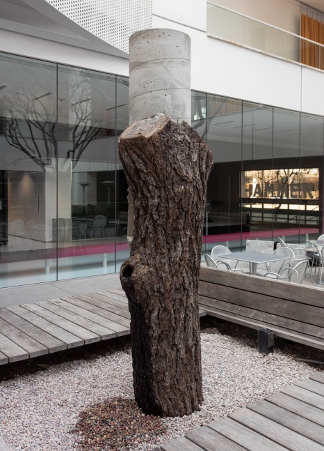 Installation view of sculpture by Oscar Tuazon