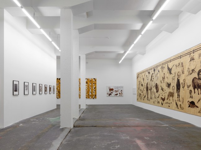 Installation view of Tim Rollins and K.O.S. paintings and text works exhibition