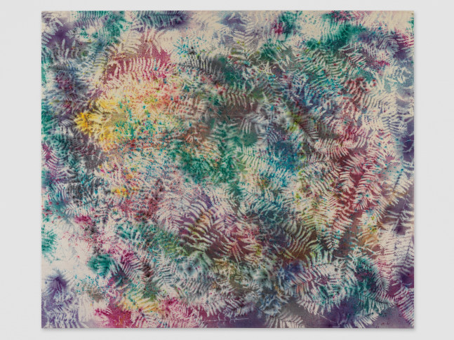 Sam Falls Untitled (Hartland, VT, Ferns 4H) 2013 Pigment on canvas 350.5 x 412 cm / 138 x 162 1/4 in