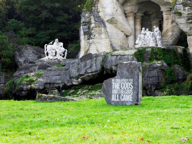Installation view of sculpture by John Giorno