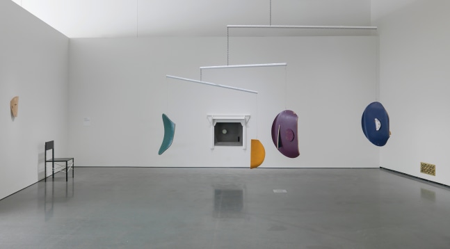 Installation view of sculptures by Martin Boyce
