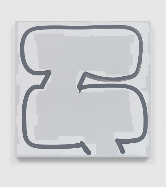 Greyscale painting of forms by Amy Feldman