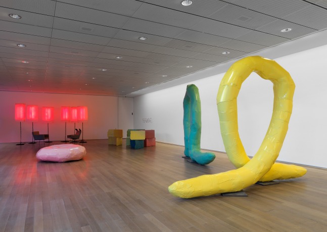 Installation view of works by Franz West