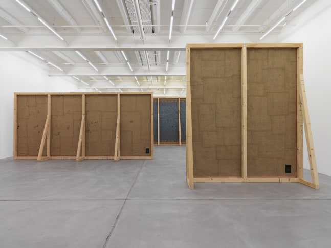 Installation view of Ugo Rondinone brick wall paintings exhibition