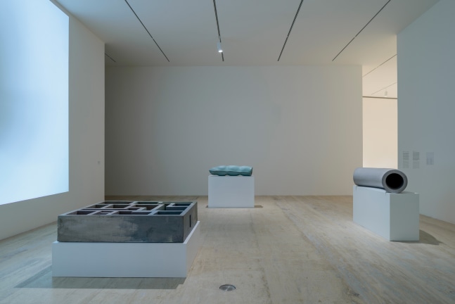 Installation view of sculptures by Peter Fischli and David Weiss