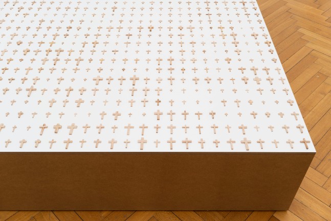 Installation view of sculptures and paintings by Jean-Frédéric Schnyder