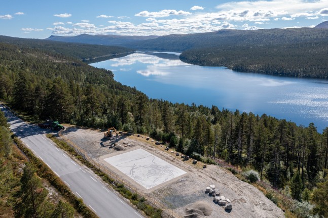 Installation view of outdoor work by Matias Faldbakken
