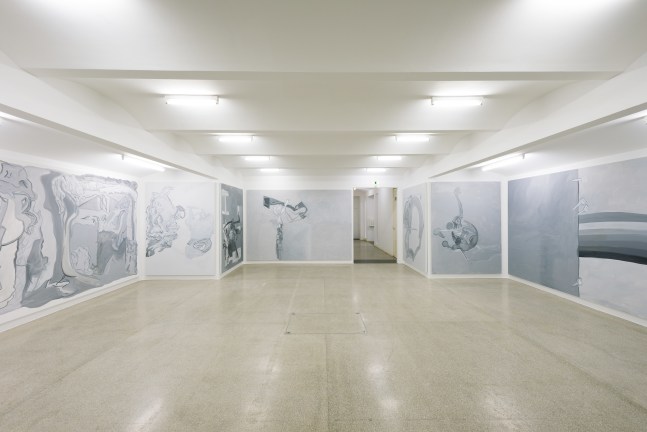 Installation view of paintings by Tobias Pils