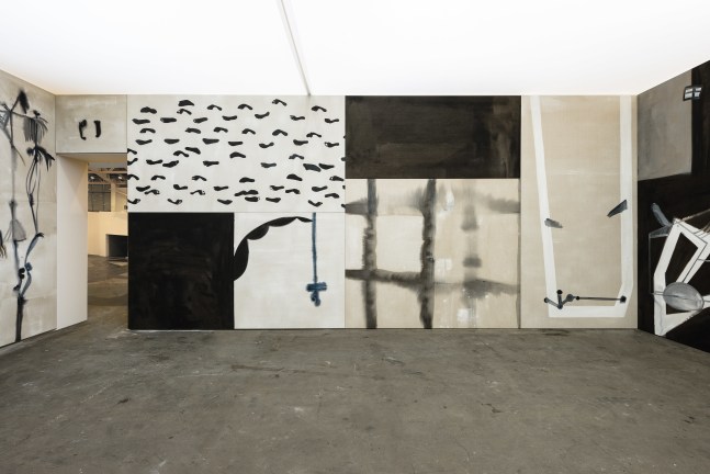 Installation view of paintings by Tobias Pils