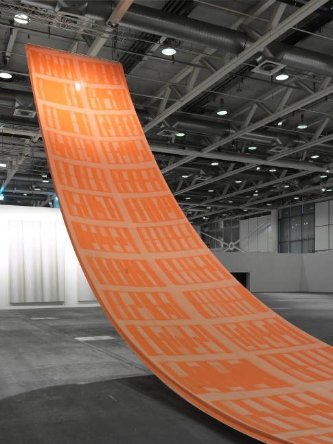 Installation view of sculpture by Sam Falls