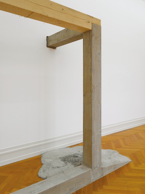 Installation view of sculpture by Oscar Tuazon