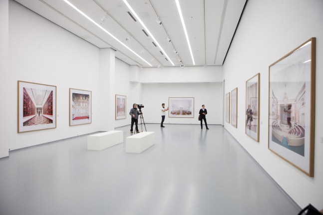 Installation view of photographs by Candida Höfer
