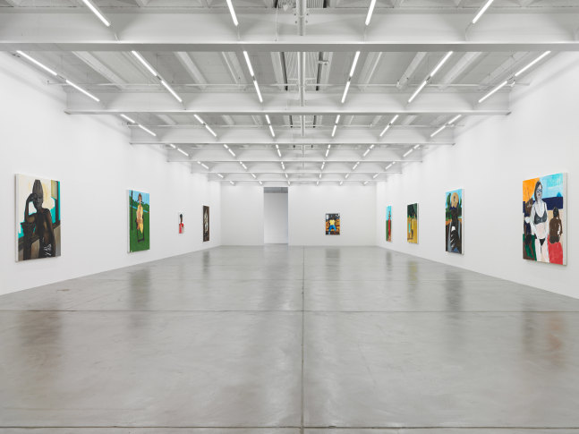 Installation view of paintings by Henry Taylor