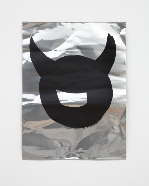 drawing of a devil on a metal plate by Sarah Ortmeyer