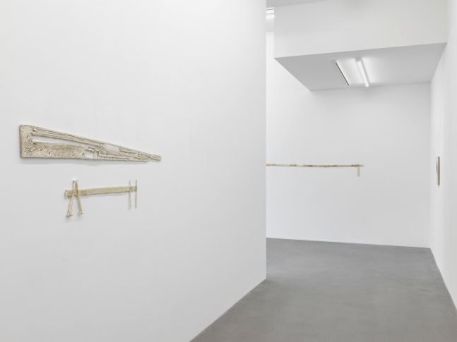 Installation view, Matias Faldbakken, Abstracts and Pewter Abstracts, Galerie Eva Presenhuber, Waldmannstrasse, Zurich, 2025