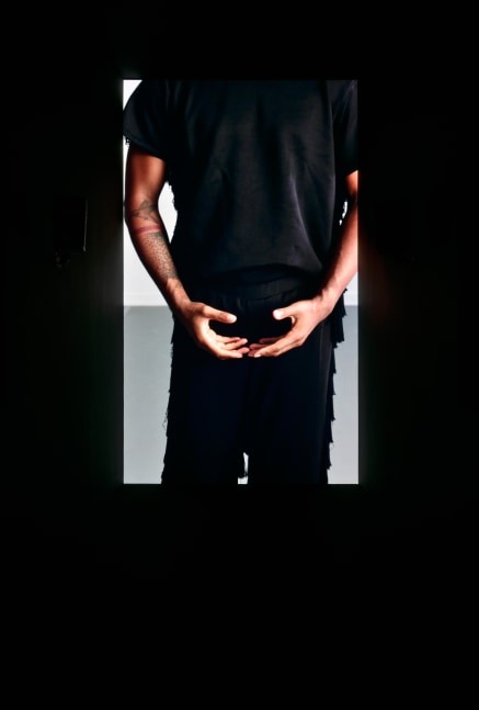 Installation view of video work by Adam Pendleton