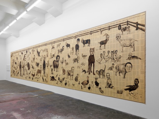 Installation view of Tim Rollins and K.O.S. paintings and text works exhibition