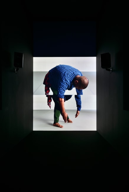 Installation view of video work by Adam Pendleton