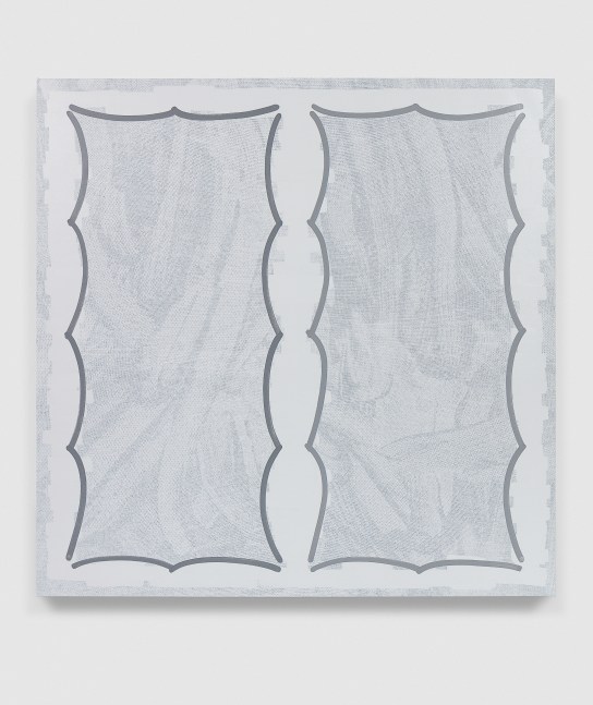 Greyscale painting of forms by Amy Feldman