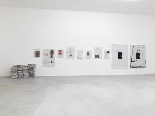 Installation view of sculptures by Matias Faldbakken