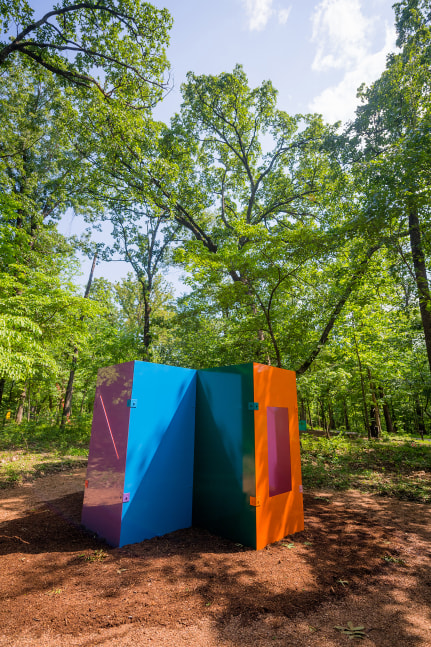 Installation view of sculpture by Sam Falls