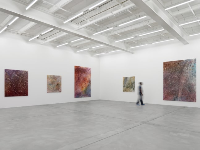 Installation view of Sam Falls paintings exhibition