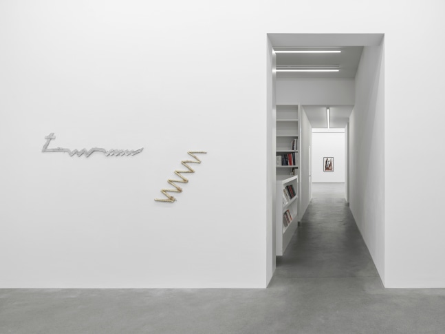Installation view, Matias Faldbakken, Abstracts and Pewter Abstracts, Galerie Eva Presenhuber, Waldmannstrasse, Zurich, 2025