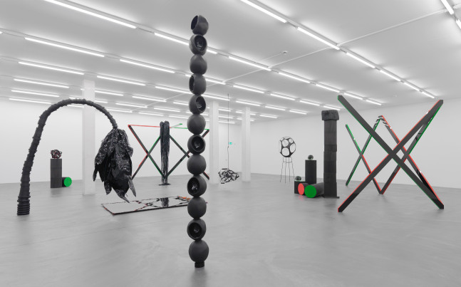 Installation view of sculptures by Eva Rothschild