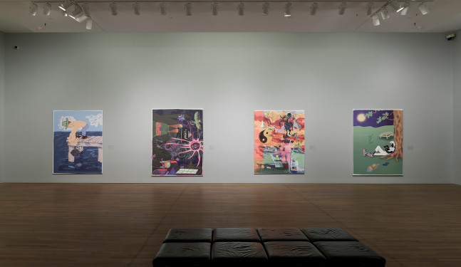 Installation view of paintings by Michael Williams