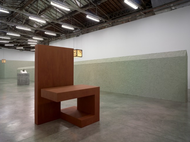 Installation view of sculptures by Valentin Carron