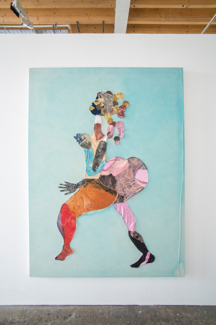 Installation view of painting by Tschabalala Self