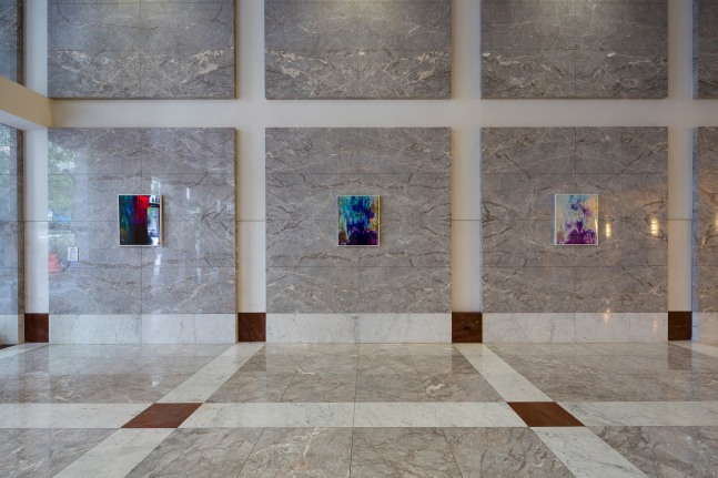 Installation view of sculpture by Sam Falls