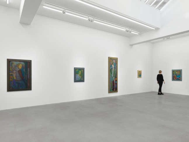 Installation view of paintings by Steven Shearer