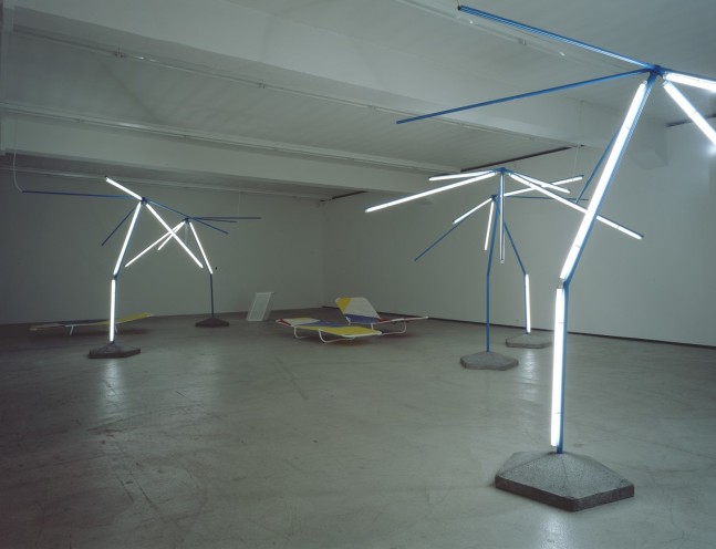 Installation view of Martin Boyce sculpture exhibition