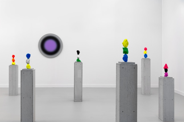 Installation view of sculptures by Ugo Rondinone