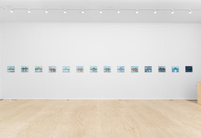 Installation view of Jean-Frédéric Schnyder paintings and sculpture exhibition