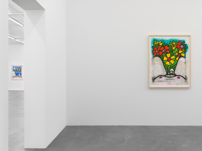 Installation view of Carroll Dunham monotypes exhibition
