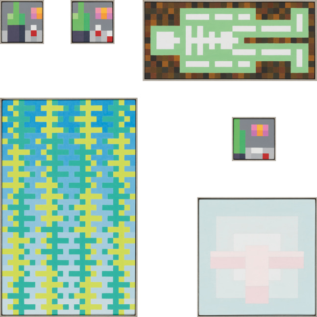 Image of six small paintings by Jean-Frédéric Schnyder