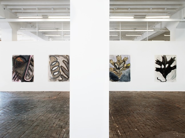 Installation view of paintings by Josh Smith