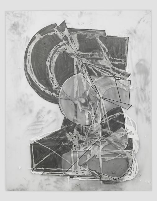 Drawing by Wyatt Kahn Untitled 2019 Graphite and correction fluid on frosted mylar Sheet 151 x 112 cm / 59 1/2 x 44 in Frame 159 x 125 x 4.5 cm / 62 1/2 x 49 1/4 x 1 3/4 in