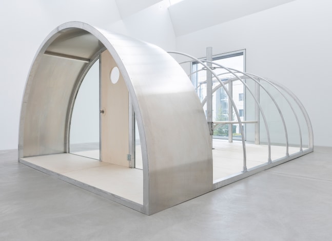 Indoor view of sculpture by Oscar Tuazon