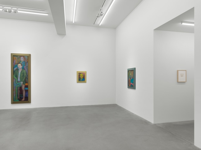 Installation view of paintings by Steven Shearer