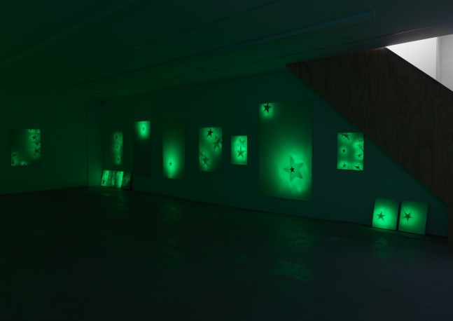 Installation view of paintings by Koo Jeong A