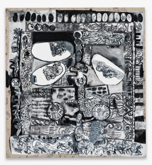 JESUS IS A WOMAN (LOVERS BREAKING THE EGG) 2018 Acrylic and oil on canvas 215 x 200 x 4 cm / 84 5/8 x 78 3/4 x 1 5/8 in