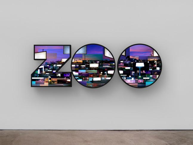 Lightbox sculpture by Doug Aitken, ZOO 2020 Chromogenic transparency on acrylic in aluminum lightbox with LEDs 100.5 x 312 x 18 cm / 39 1/2 x 122 7/8 x 7 in